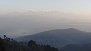 Sunrise view of the Himalayas from Anashakti Ashram